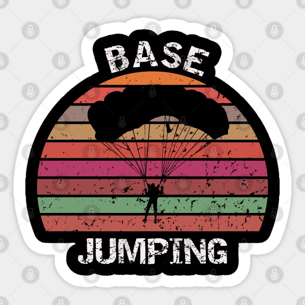 Base Jumping - retro sunset design Sticker by BB Funny Store